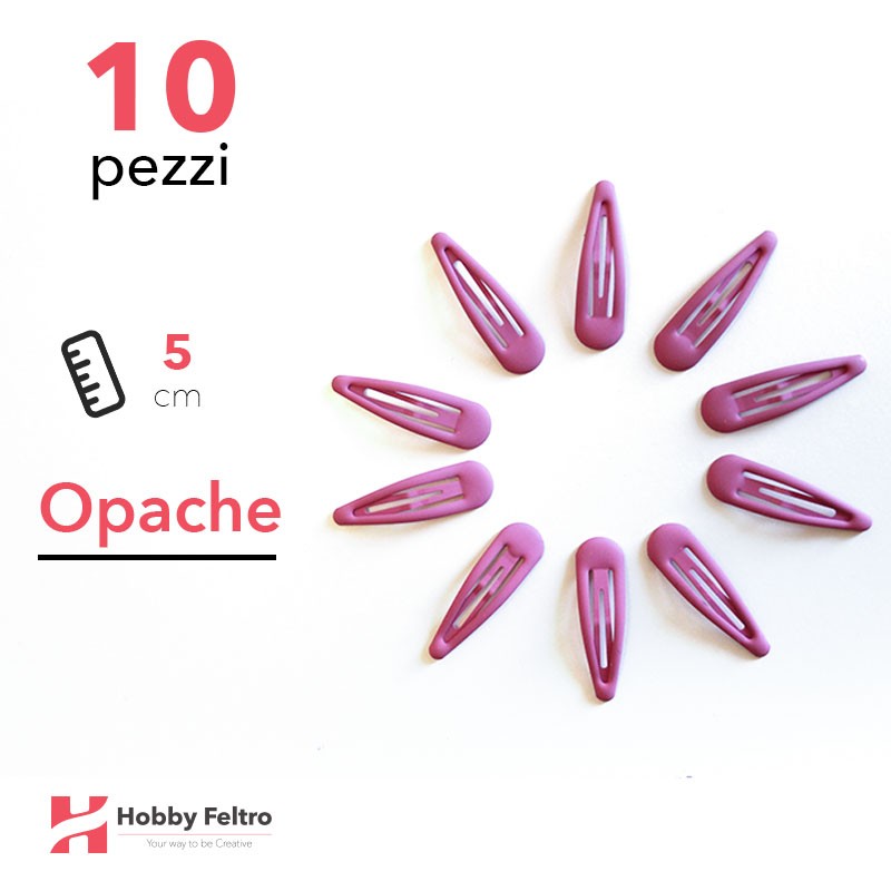 Clip per Capelli 5cm Kit 10 Pezzi Color Opaco Fucsia Scuro COD.06