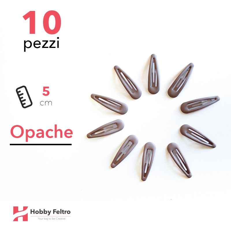 Clip per Capelli 5cm Kit 10 Pezzi Color Opaco Fango COD.08