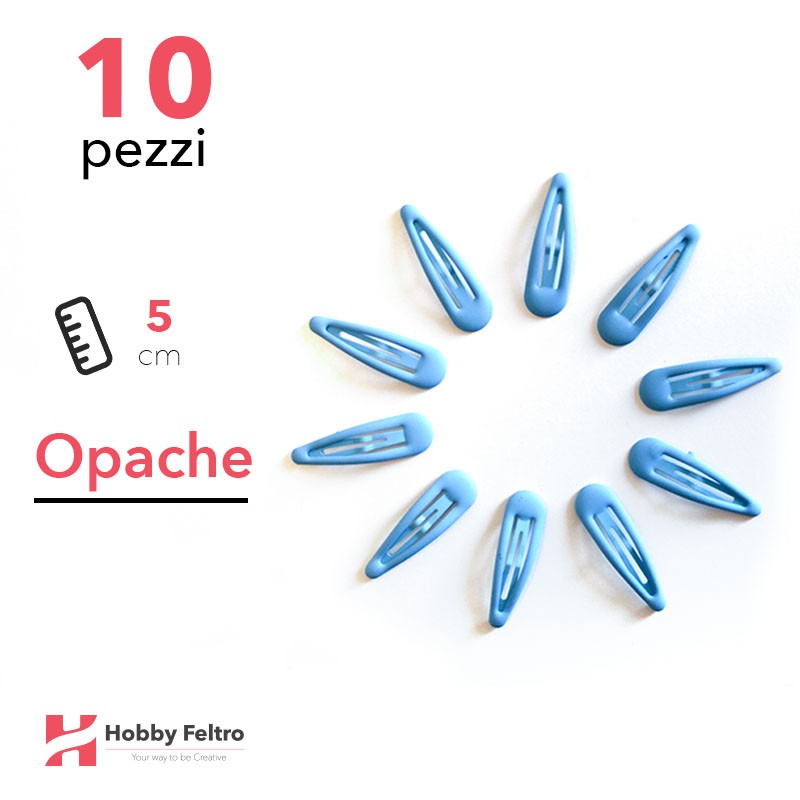 Clip per Capelli 5cm Kit 10 Pezzi Color Opaco Celeste COD.10