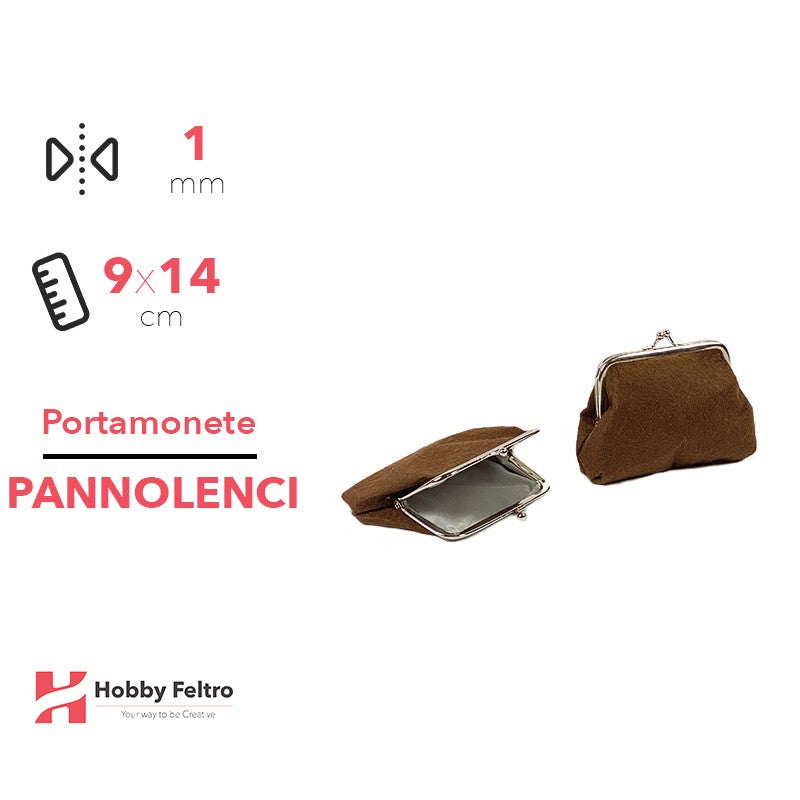 Portamonete in Pannolenci Grande Marrone 1mm 9x14cm COD.03