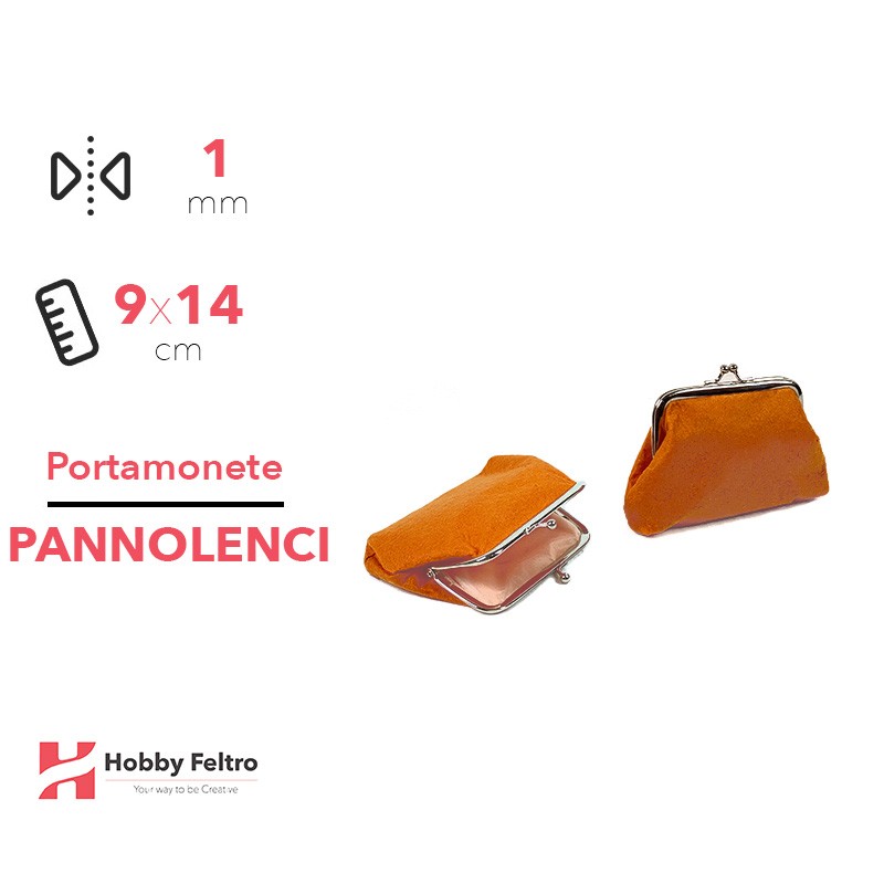 Portamonete in Pannolenci Grande Arancio 1mm 9x14cm COD.07