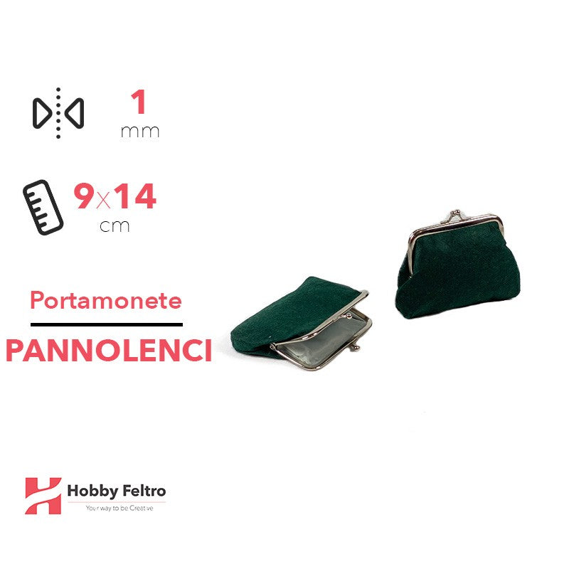 Portamonete in Pannolenci Grande Verde Scuro 1mm 9x14cm COD.10