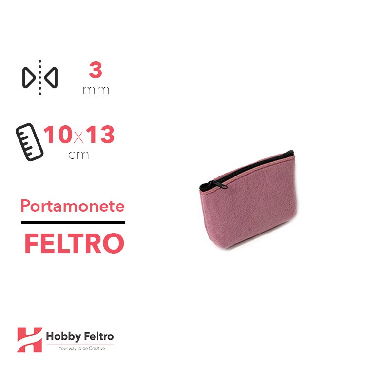 Portamonete in Feltro Rosa 3mm 10x13cm COD.68
