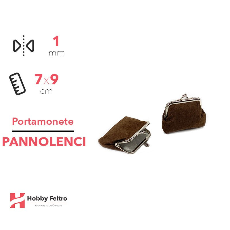 Portamonete in Pannolenci Piccoli Marrone 1mm 7x9cm COD.10