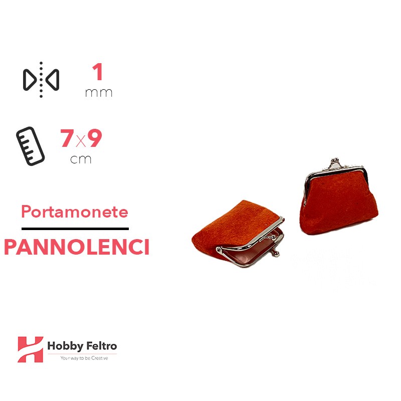 Portamonete in Pannolenci Piccoli Arancio 1mm 7x9cm COD.07