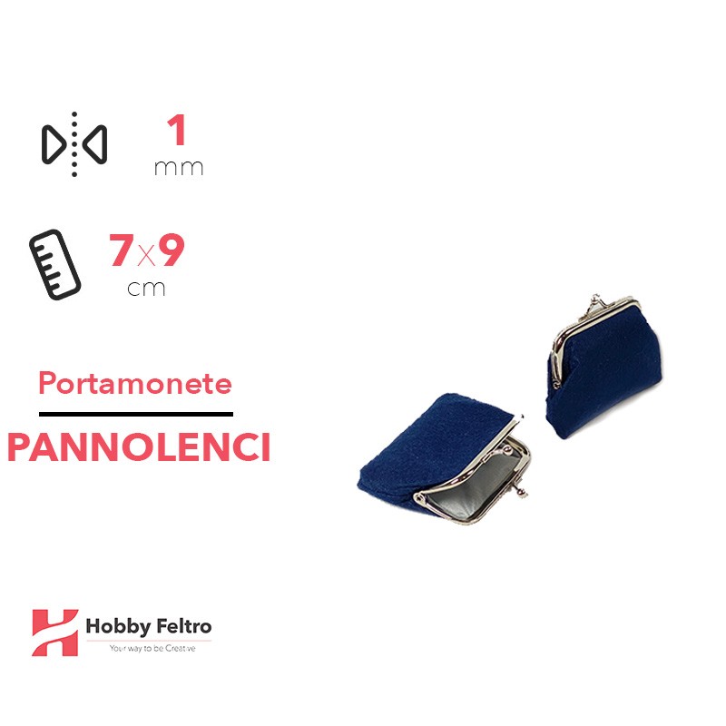Portamonete in Pannolenci Piccoli Blu 1mm 7x9cm COD.05