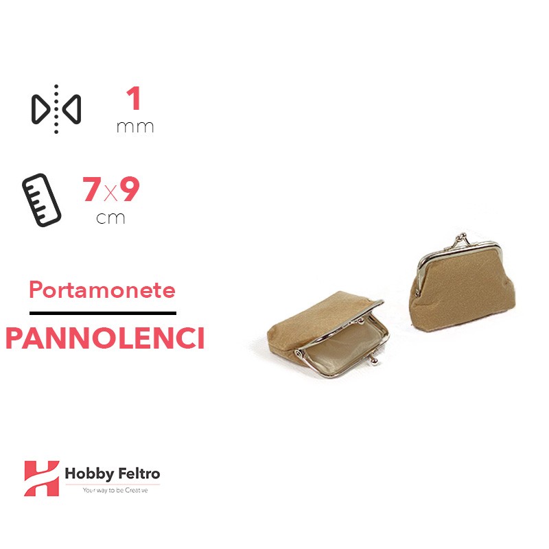Portamonete in Pannolenci Piccoli Cammello 1mm 7x9cm COD.01