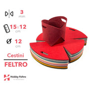 Cestini in Feltro Colorati a Scelta Grandi 3mm 15X12cm