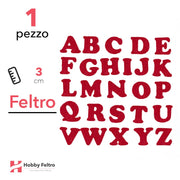 Lettere in Feltro Maiuscole 3cm Rosso Natale COD.03