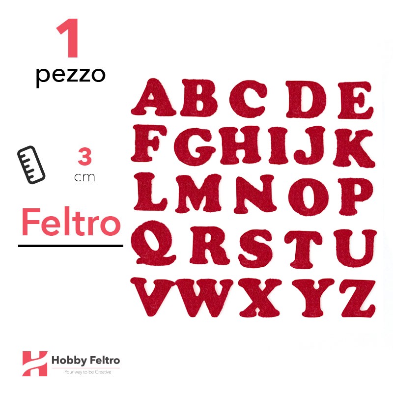 Lettere in Feltro Maiuscole 3cm Rosso Natale COD.03
