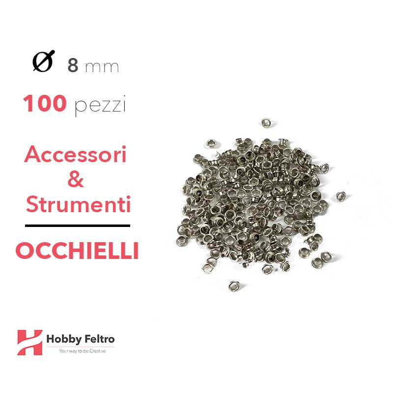 Occhielli metallici per tessuti KIT 100 pezzi
