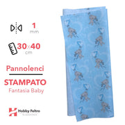 Pannolenci Stampato Fantasia Baby Orsetto Palloncini Celeste 1mm 30x40cm COD.20021-8