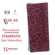 Pannolenci Stampato San Valentino Cuori e Luci Bordeaux 1mm 30x40cm COD.4018-15