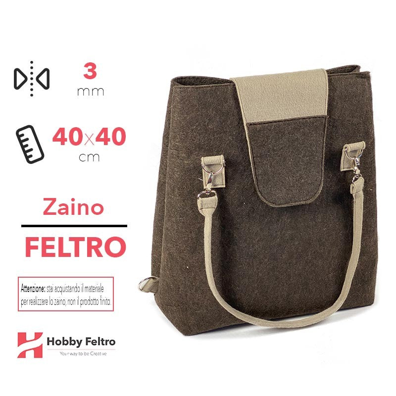 Borsa Zaino in Feltro Marrone Scuro Tortora Chiaro COD.84-86
