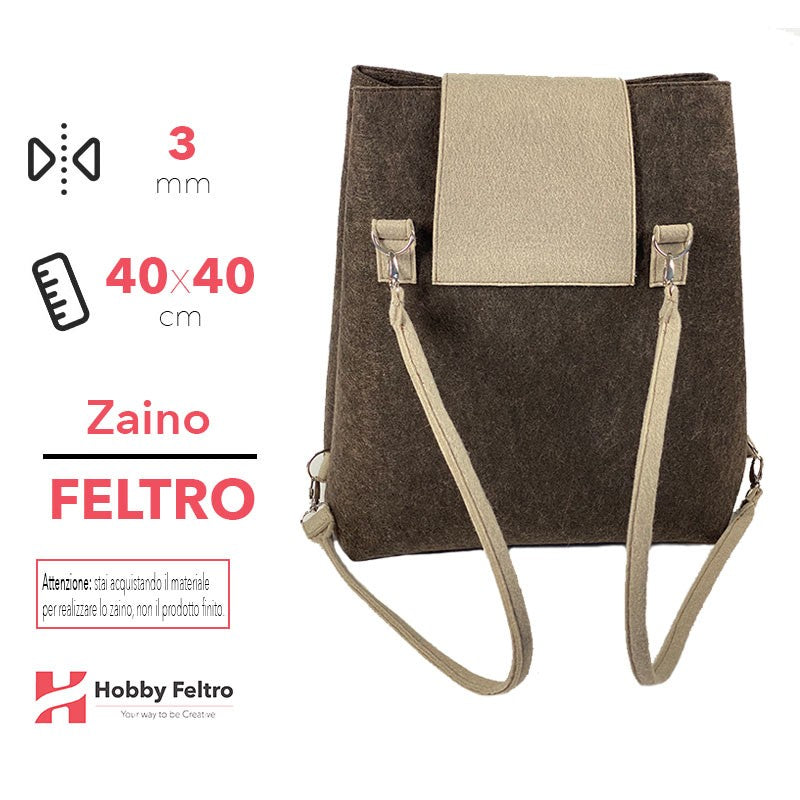 Borsa Zaino in Feltro Marrone Scuro Tortora Chiaro COD.84-86