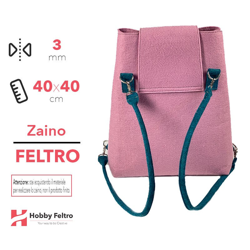 Borsa Zaino in Feltro Rosa Forte Blu Pavone COD.68-54