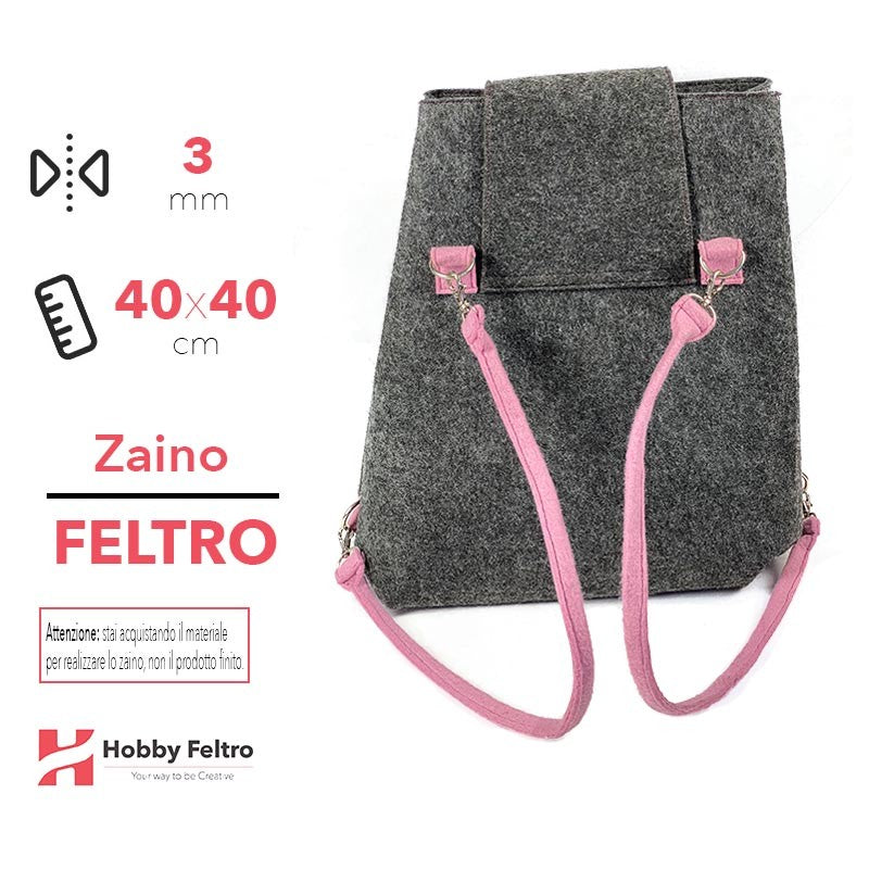 Borsa Zaino in Feltro Antracite Rosa Forte COD.34-68