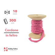 Cordone in Feltro di Lana Rosa Forte 10mm 3 metri cG23