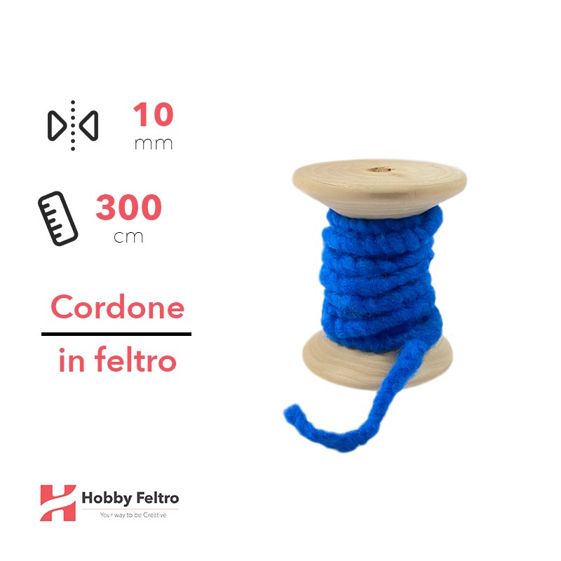 Cordone in Feltro di Lana Bluette 10mm 3 metri cG15