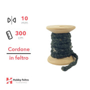 Cordone in Feltro di Lana Verde Pino 10mm 3 metri cG10
