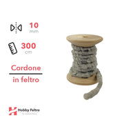 Cordone in Feltro di Lana Grigio 10mm 3 metri cG06