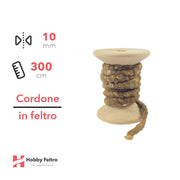 Cordone in Feltro di Lana Marrone 10mm 3 metri cG03