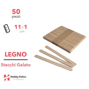 Stecchi gelato in legno naturale piccoli 11cm KIT 50 Pezzi