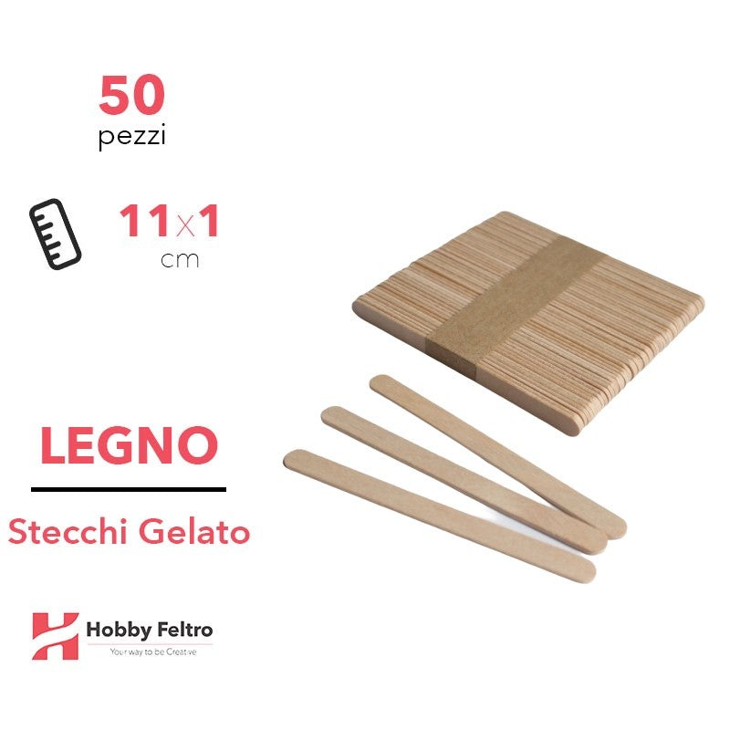 Stecchi gelato in legno naturale piccoli 11cm KIT 50 Pezzi