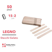 Stecchi gelato in legno naturale medi 15cm KIT 50 Pezzi