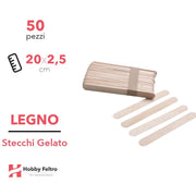 Stecchi gelato in legno naturale grandi 20cm KIT 50 Pezzi