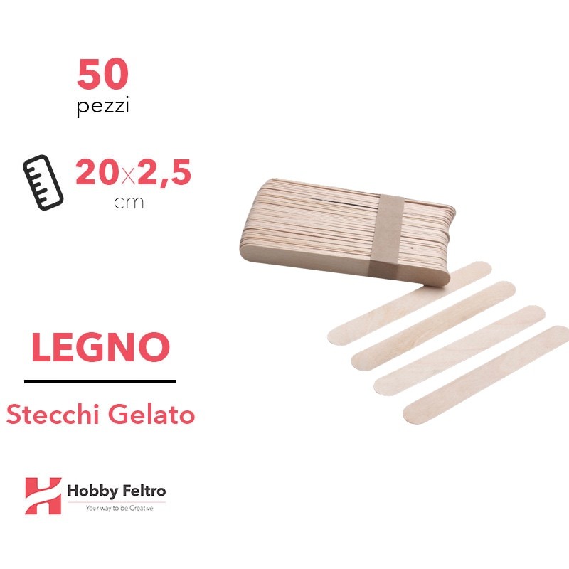Stecchi gelato in legno naturale grandi 20cm KIT 50 Pezzi
