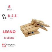 Mollette in legno segnaposto 8cm KIT 5 Pezzi