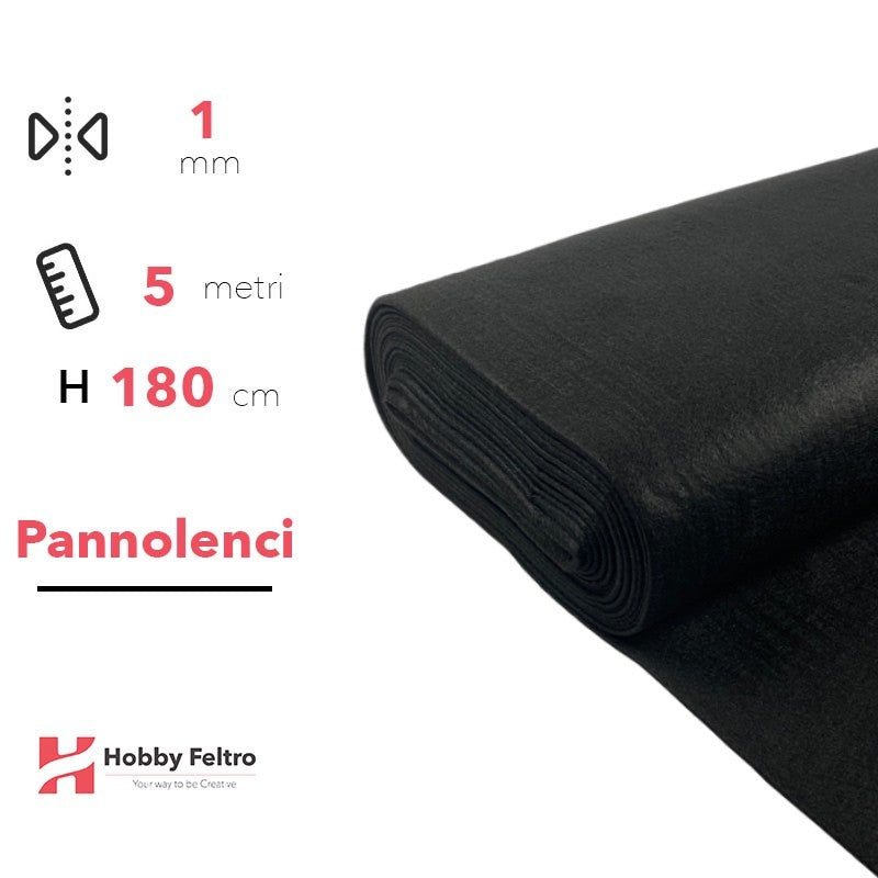 Pannolenci color Nero 5 metri x 180cm COD.657
