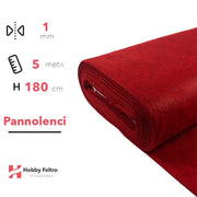 Pannolenci color Rosso Melange 5 metri x 180cm COD.2005