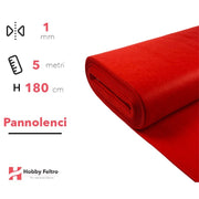 Pannolenci color Rosso 5 metri x 180cm COD.519
