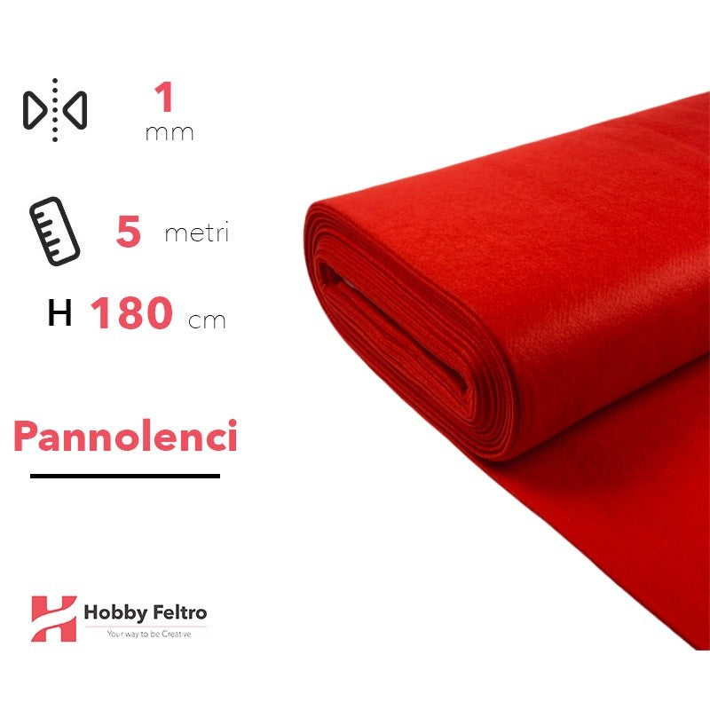 Pannolenci color Rosso 5 metri x 180cm COD.519