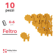 Kit Leone in Feltro 10 Pezzi 6x6cm Colore a Scelta