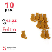 Kit Gatto (Piccolo) Profilo in Feltro 10 Pezzi 4,5x2,5cm Colore a Scelta