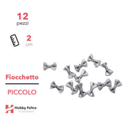 Fiocchetti in Raso colorati Argento 2cm KIT Piccolo 12 Pezzi COD.19