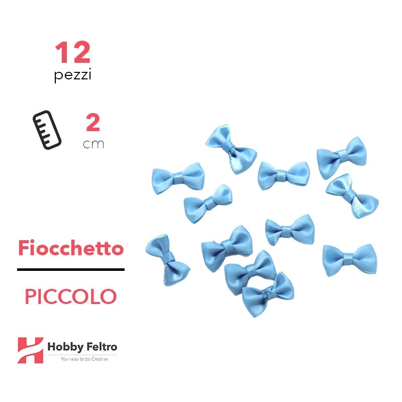 Fiocchetti in Raso colorati Azzurro 2cm KIT Piccolo 12 Pezzi COD.15