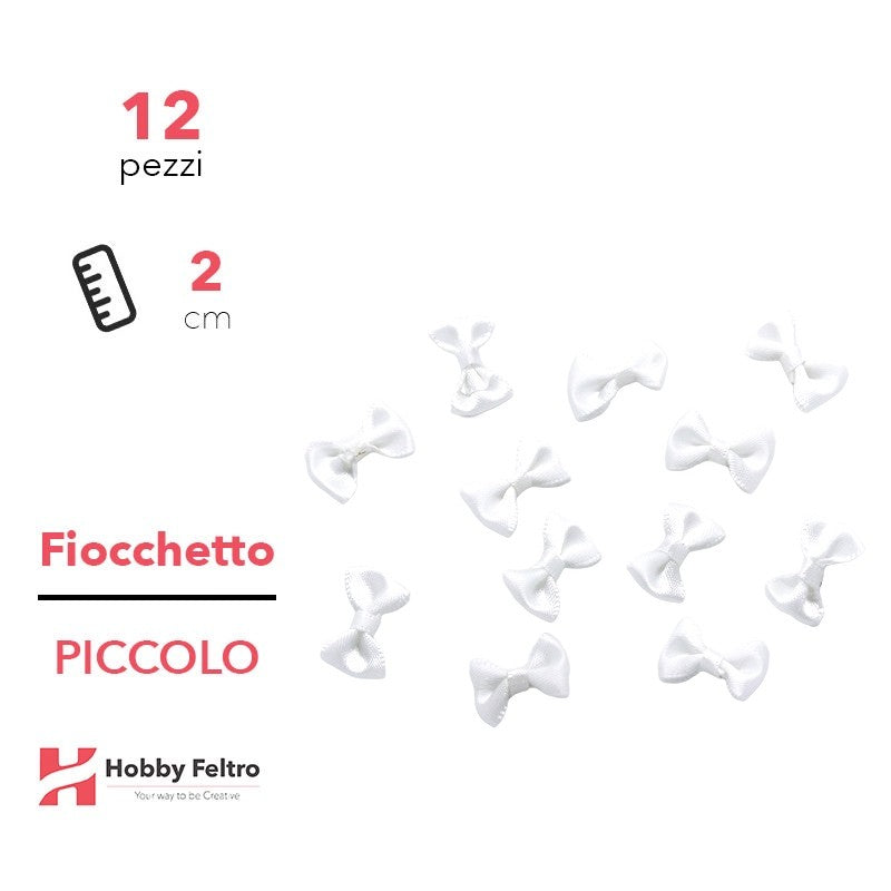 Fiocchetti in Raso colorati Bianco 2cm KIT Piccolo 12 Pezzi COD.01