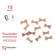 Fiocchetti in Raso colorati Cipria 2cm KIT Piccolo 12 Pezzi COD.09