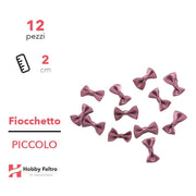Fiocchetti in Raso colorati Rosa Antico 2cm KIT Piccolo 12 Pezzi COD.13