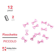Fiocchetti in Raso colorati Rosa 2cm KIT Piccolo 12 Pezzi COD.06