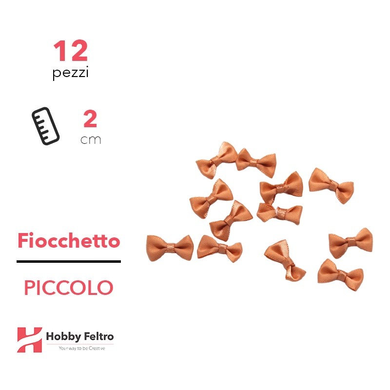 Fiocchetti in Raso colorati Salmone 2cm KIT Piccolo 12 Pezzi COD.10