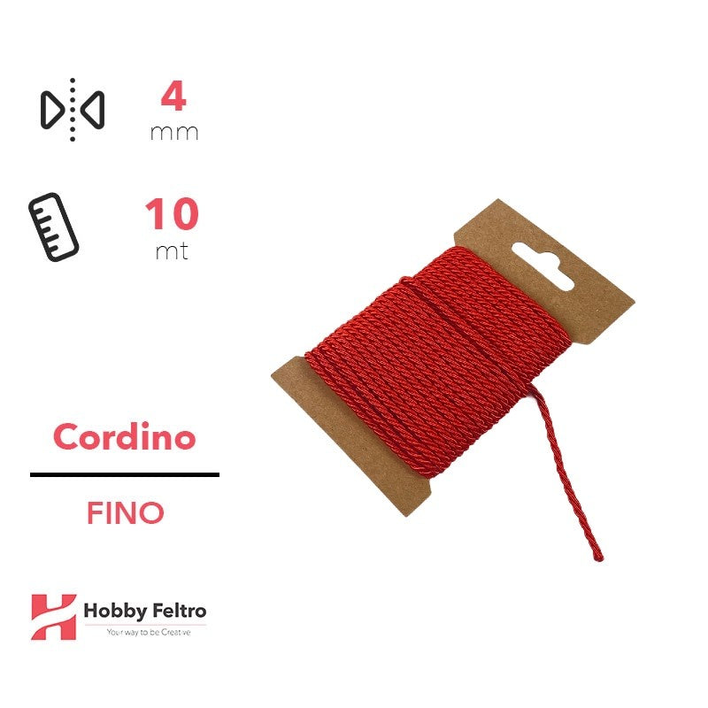 Cordoncino Fino Rosso 5mm Confezione 10 metri COD.a23