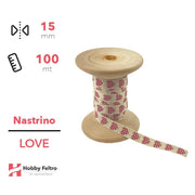 Nastrino Naturale Country Cuore Rosso Confezione 100 metri