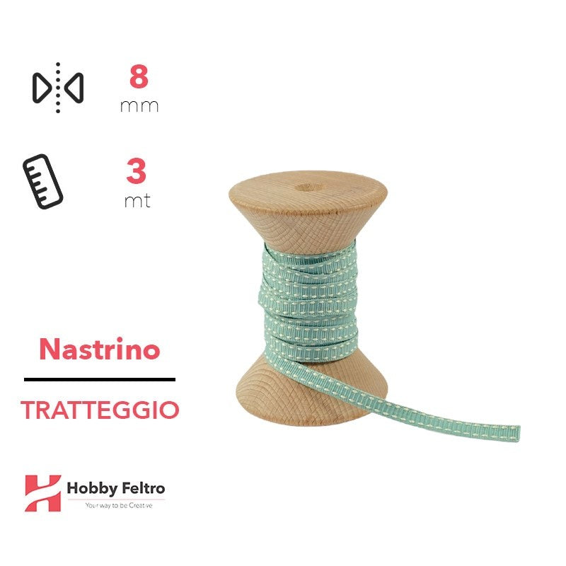 Nastrino Tratteggio colorato Verdino 8mm Confezione 3 metri COD.07