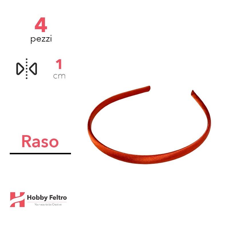 Cerchietto per Capelli Raso 1cm Kit 4 Pezzi Arancio COD.28
