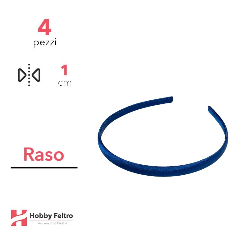 Cerchietti in raso 1 cm - Blu Chiaro codice 31 - Kit 4 pezzi